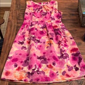 Eliza J pink fit’n’flare dress cute detail pockets